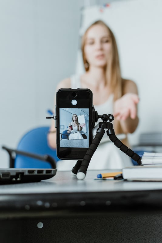 Female Influencer Filming a Vlog